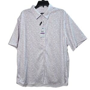 VAN HEUSEN‎ Performance Pique Flower Print Button Down Shirt Mens XXL Slim Fit